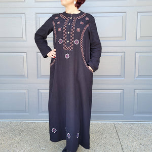 Sema Embroidered Brushed Cotton Maxi Dress