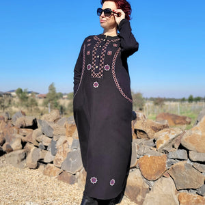 Sema Embroidered Brushed Cotton Maxi Dress