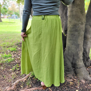 Ness-voile-midi-skirt-lime-with-fitted-long-sleeve-top-back-view