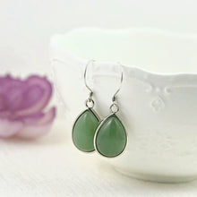 Load image into Gallery viewer, aventurine-crystal-light-jade-green-teardrop-earrings-with-sterling-silver-hooks
