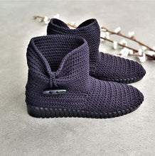 Load image into Gallery viewer, Handmade Crochet Boots with Button Detail
