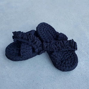 crochet-crossover-strap-slip-on-women's-slippers-black