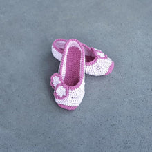 Load image into Gallery viewer, Girls&#39; Crochet Ballerina Slippers with Bow
