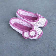 Load image into Gallery viewer, Girls&#39; Crochet Ballerina Slippers with Bow
