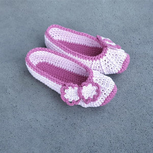 Girls' Crochet Ballerina Slippers with Bow