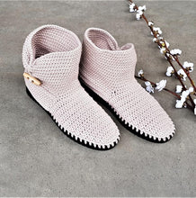 Load image into Gallery viewer, Handmade Crochet Boots with Button Detail
