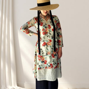 Fleur Long Sleeve Midi Tunic Dress