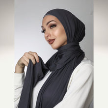 Load image into Gallery viewer, grace-collection-shawl-scarf-hijab-on-model-slate-grey-4
