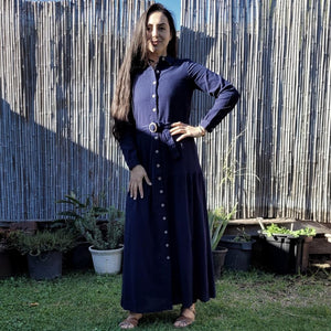 long-sleeve-button-through-cotton-maxi-dress-in-navy-with-fabric-belt-shirt-collar-buttoned-cuffs-and-gathered-tier-in-skirt-from-the-hips