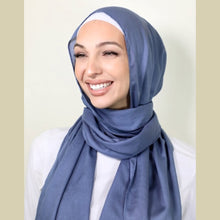 Load image into Gallery viewer, providence-collection-shawl-scarf-hijab-iceberg-blue-on-model
