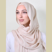 Load image into Gallery viewer, providence-collection-shawl-scarf-hijab-mother-of-pearl-on-model
