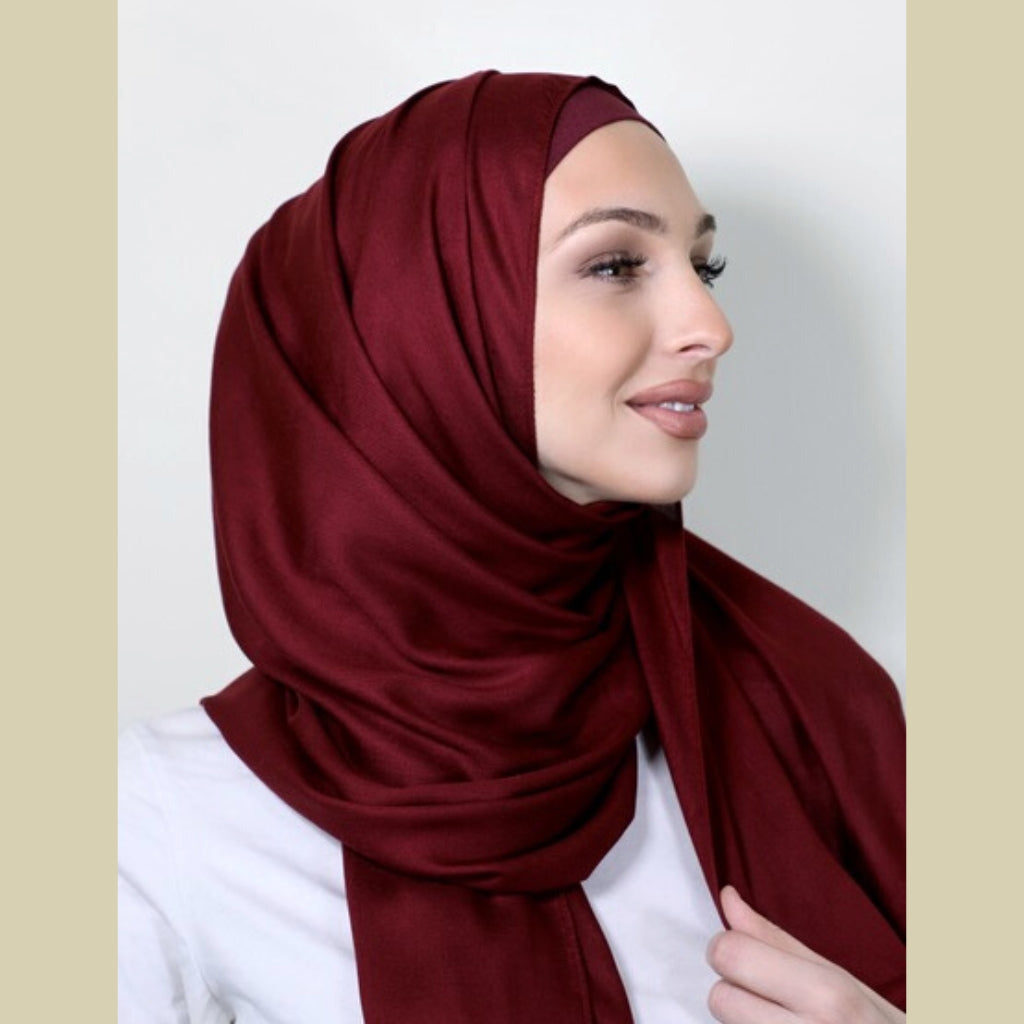 providence-collection-shawl-scarf-hijab-red-garnet-on-model